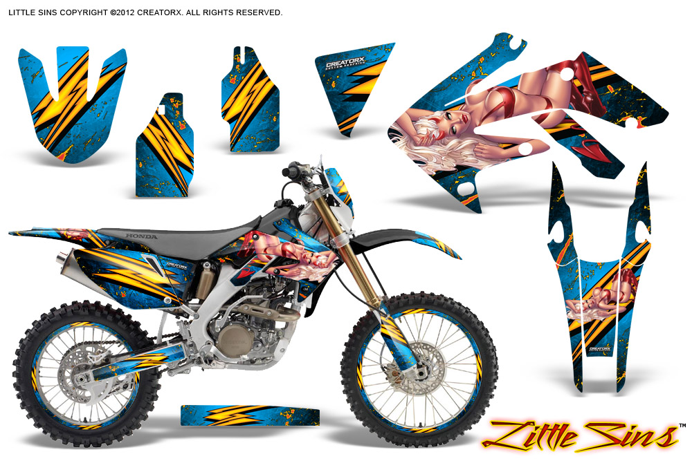 Honda CRF 250X 04-12 Graphics Kit Little Sins BlueIce NP Rims
